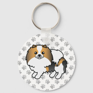 Llavero Pomerania Tricolor Hound Perro De Dibujos Animados