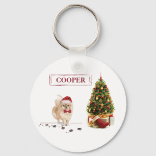 Llavero Pomeranian Funny Christmas Dog with Tree