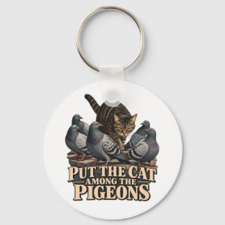 Llavero Poner al Gato Entre las Palomas Gato Tabby Vintage