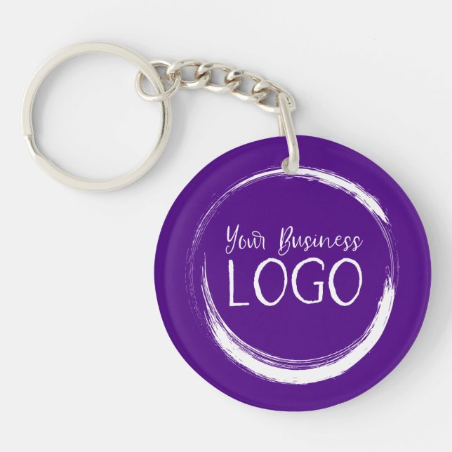 Llavero Poner mi logo en un índigo redondo (Frente)