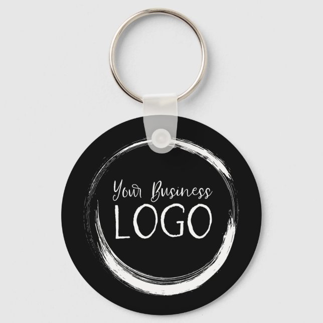Llavero Poner mi logotipo en negro redondo (Anverso)