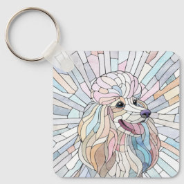 Llavero Poodle - arte en mosaico pastel