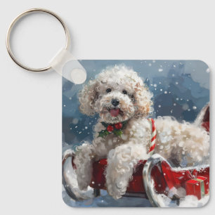 Llavero Poodle Perro Navideño Festivo