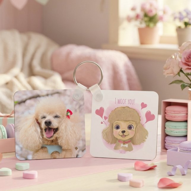 Llavero Poodle Valentine Keychain with Custom Name & Photo (Subido por el creador)