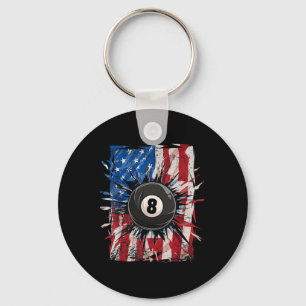 Llavero Pool Snooker Billiards Player 8 Ball Usa American