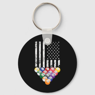 Llavero Pool Snooker Billiards Player 8 Bandera Americana
