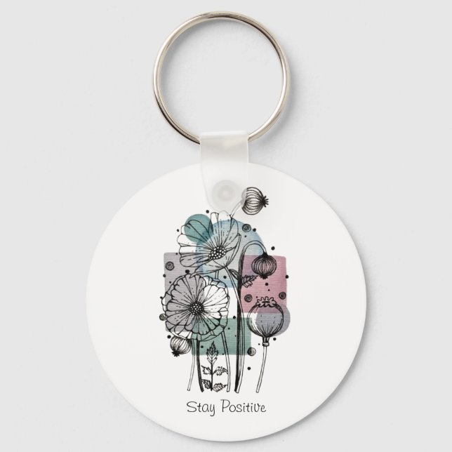 Llavero Poppies Doodle En Tinta Y Acuarela (Anverso)