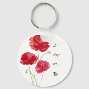 Llavero Poppies rojos personalizado Comencemos con Cita