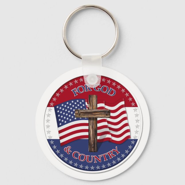 Llavero Por Dios y por el país - Cruz con 50 estrellas Ban (Anverso)