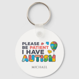 Llavero Por Favor Sé Paciente Tengo Autismo Multicolor Puz