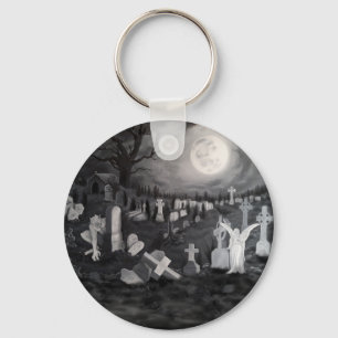 Llavero Por la noche en el cementerio - Ángel con el diabl