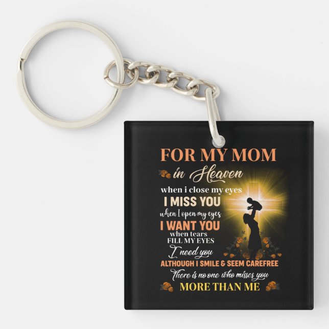 Llavero Por Mi Mamá En El Cielo, Un Regalo Para El Hijo (Frente)