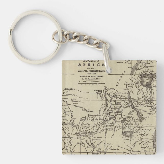 Llavero Porción del mapa de ruta de África el | Cameron (Frente)