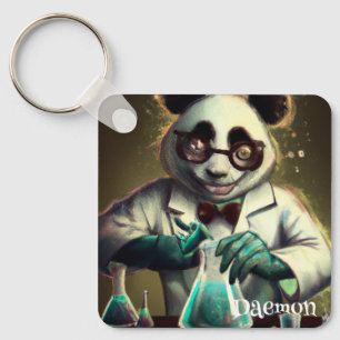 Llavero Porciones mezcladoras de panda, científico loco y
