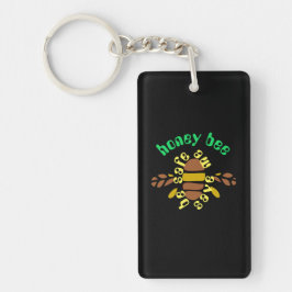 Llavero Porte-clefs Honey bee acrylique - rectangle noir