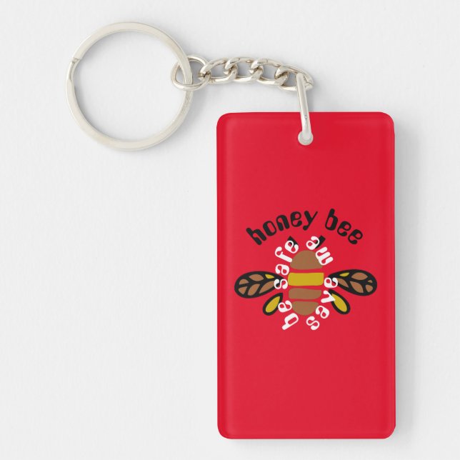 Llavero Porte-clefs Honey bee acrylique - rectangle rouge (Frente)