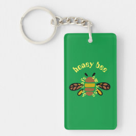 Llavero Porte-clefs Honey bee acrylique - rectangle vert