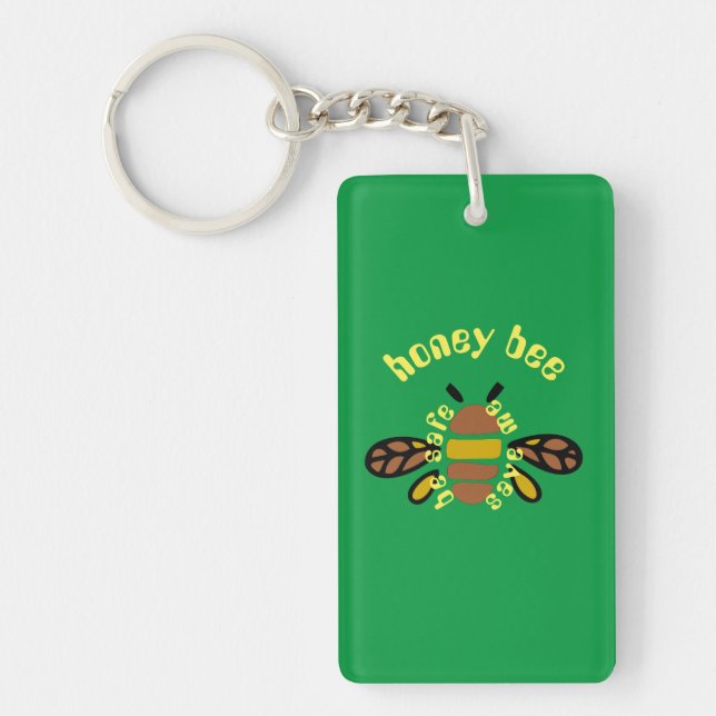 Llavero Porte-clefs Honey bee acrylique - rectangle vert (Frente)