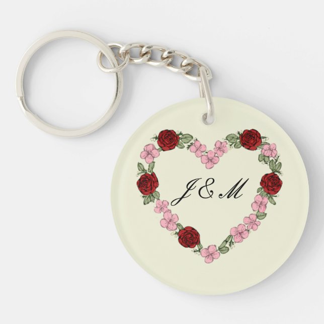 Llavero Porte-clés en acrylique crème avec cœur rose (Frente)