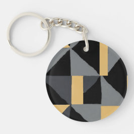 Llavero Porte-Clés en Acrylique – Géométrie Noir et Or
