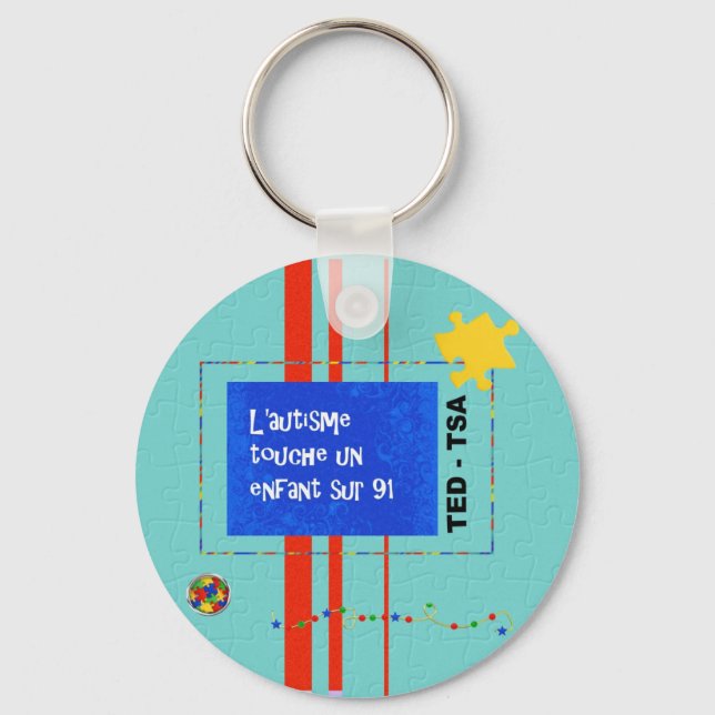 Llavero porte-clés L'autisme touche un enfant sur 91 (Anverso)