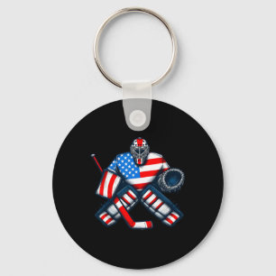 Llavero Portero de hockey sobre hielo jugador bandera de E