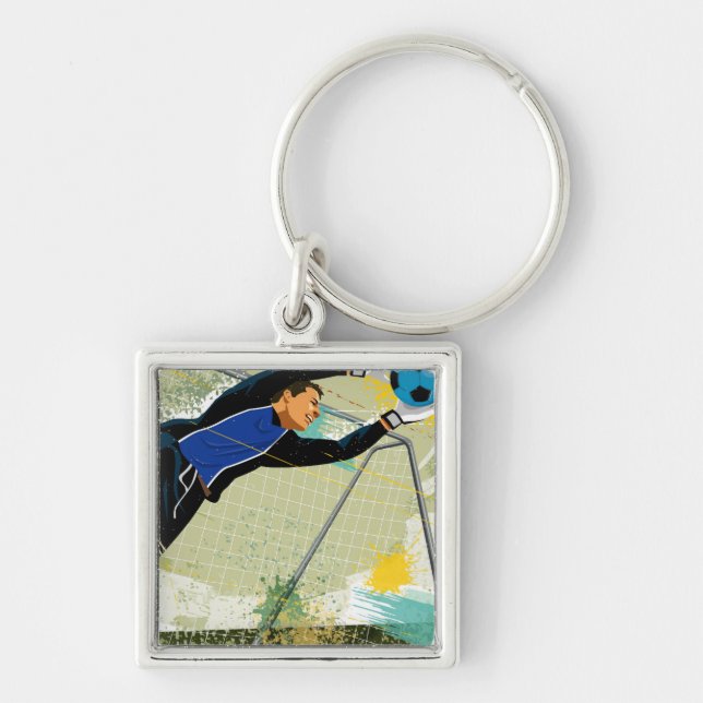 Llavero Portero del fútbol que bloquea la bola (Frente)