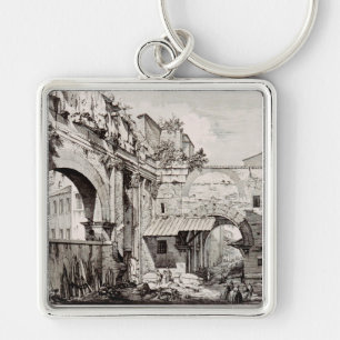 Llavero Pórtico de Octavia Roma Arte en Blanco y Negro