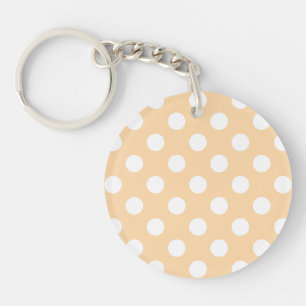 Llavero Pos de polka blanca en beige