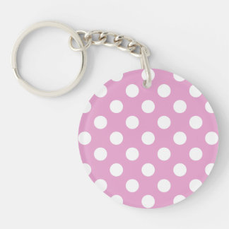 Llavero Pos de polka blanca en rosa pálido