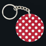 Llavero Pos de polka blanca sobre rojo<br><div class="desc">Pos de polka blanca sobre rojo</div>