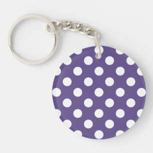 Llavero Pos de polka blanco sobre ultravioleta