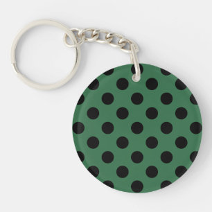 Llavero Pos de polka negra en verde gelatina