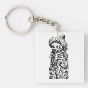 Llavero Posada Calavera con Bigote y Tequila