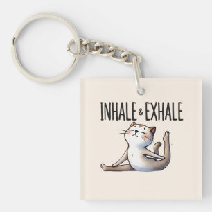 Llavero Pose de yoga para gato - Inhale y exhale