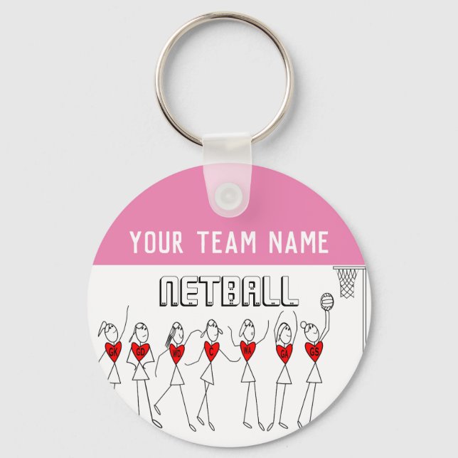Llavero Posiciones de Jugadoras de Netball con Corazón en  (Anverso)