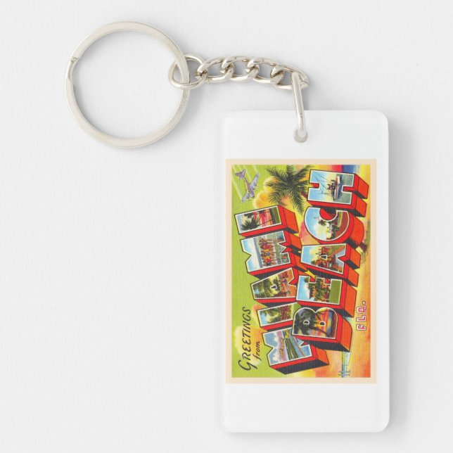 Llavero Postal carta grande de Miami Beach Florida (Frente)