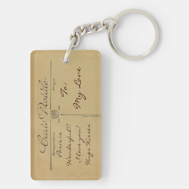 Llavero Postal París Francia de la torre Eiffel del (Atrás)