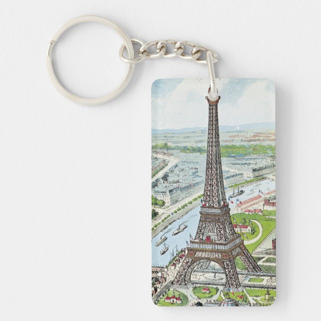 Llavero Postal que representa la Torre Eiffel (Frente)
