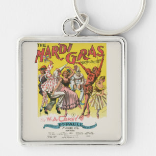 Llavero Póster Antiguo Amarillo de Mardi Gras