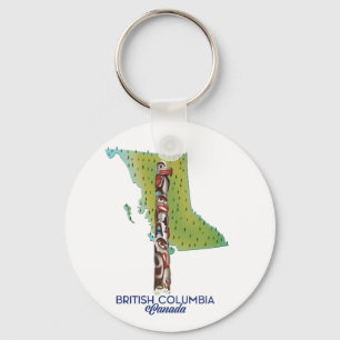 Llavero Poster de mapas de British Columbia Canada. Café g