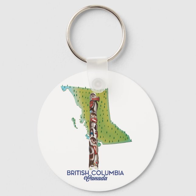 Llavero Poster de mapas de British Columbia Canada. Café g (Anverso)