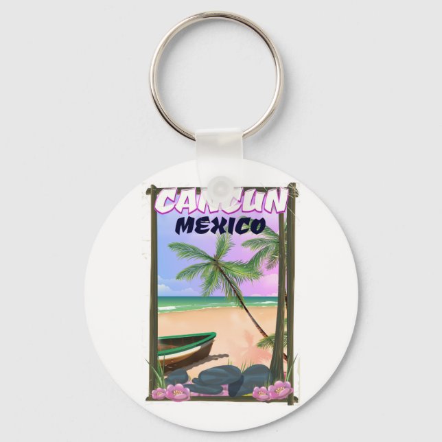 Llavero Póster de playa Cancun México. (Anverso)