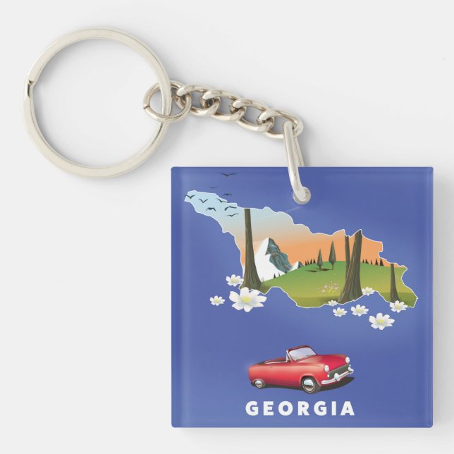 Llavero Póster de viaje de Georgia (Frente)