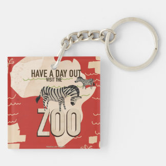 Llavero Póster de viaje vintage Visita el Zoológico.