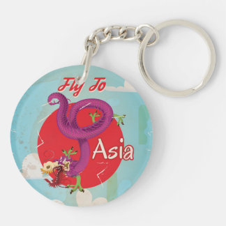 Llavero Póster de viaje vintage Vuela a Asia