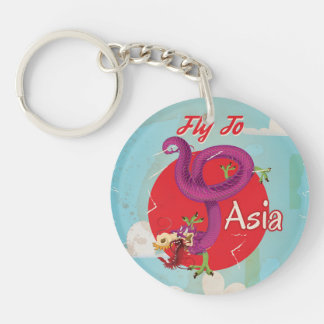 Llavero Póster de viaje vintage Vuela a Asia