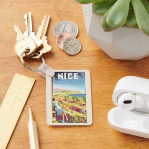 Llavero Poster de Viajes de Vintage, Niza, Francia, Rivier