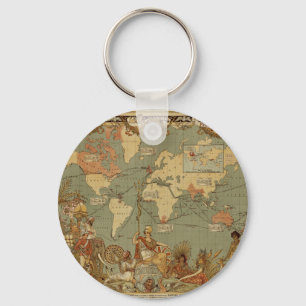 Llavero Póster del mapa mundial del Imperio Británico de 1