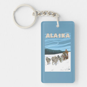 Llavero Poster del viaje del vintage de AlaskaDogsledding